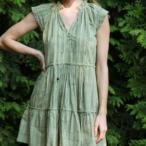 Anna Cate Green Striped Tiered Aimee Dress